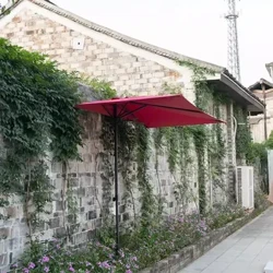 130x250cm Street Garden Umbrella Iron na Ginamit Laban sa Isang Wall Parasol Outdoor Terrace Sun Umbrella Rectangular Umbrella Walang Base