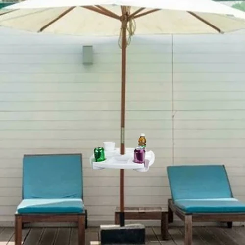 Summer Beach Umbrella Table Round Plastic Tray With Cup Holders Snack Cup Pan Para sa Garden Swimming Pool Patio Furniture Bases
