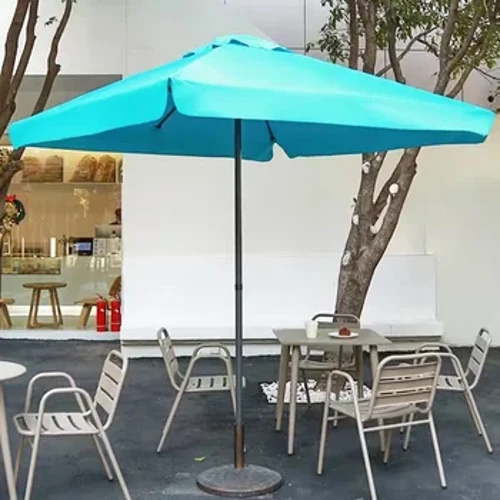 Guarda-sol quadrado de 2 metros para pátio externo, estrutura de aço com 8 ossos, guarda-sol dobrável para jardim, 6 cores para cafeteria (sem base)