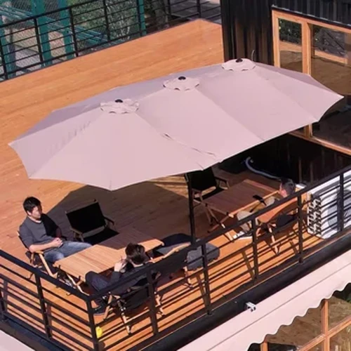 200x380 cm rectangle 3 toits fer parapluie jardin mobilier d'extérieur parasol patio parasol Cabana poteau central (sans base)