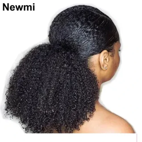 Afro Kinky Curly Ponytail Viendelezi vya Nywele za Binadamu kwa Wanawake Weusi Wrap Karibu 3C 4A Vipande vya Nywele vya Kurefusha vya Binadamu vya Ponytail