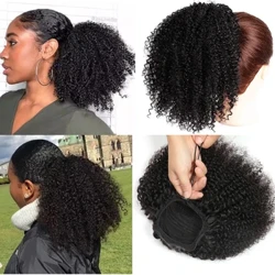 Afro Kinky kihara poninhäntä ihmisen hiukset Maxine 4B 4C kihara kihara poninhäntä pidennyspidike kiristysnyörissä poninhäntä nuttura Hiuskappaleet