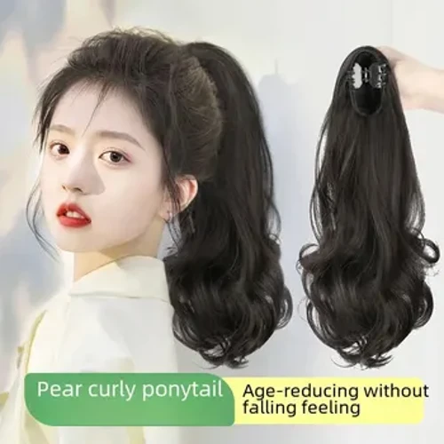 Síneadh Gruaige Ponytail Chatach Tonn Mór na mBan Is féidir Gruaige Sintéiseach Gan uaim Nádúrtha a Cheangail Ponytail Ard-Íseal