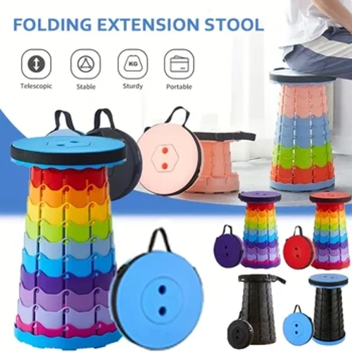 Taburete plegable portátil plástico liviano silla de cola de colas y acampada al aire libre con bolsa de transporte taburete telescópico