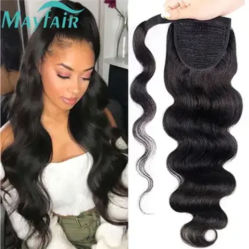 Extensii ondulate naturale în jurul cozii de cal păr uman brazilian Afro cu clip în extensii pentru femei negre Remy culoare naturală Yepei Ponytail