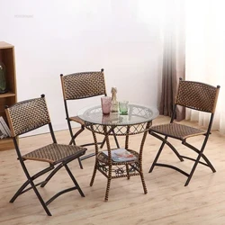 Minimalistiske rattan strandstole til altan Gårdhave Sammenklappelig stol Fritid Udendørs møbler Ryglæn Transportable Foldestole