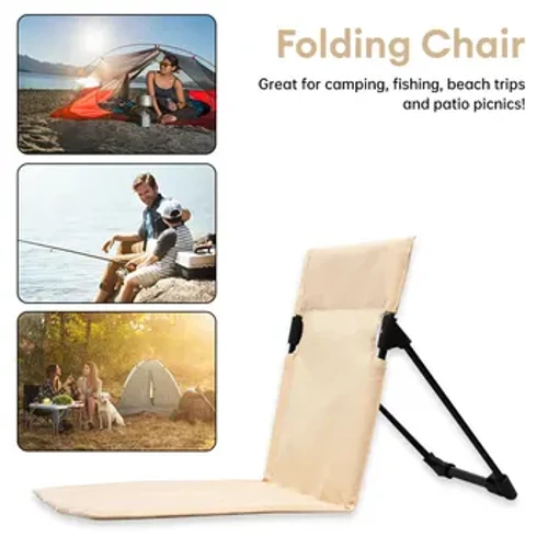 Opvouwbare campingstoel Buitentuin Park Enkele luie stoel Rugleuningkussen Picknick Camping Opklapbare achterstoel Strandstoelen