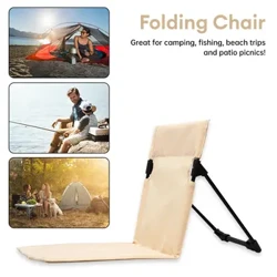 Noho hoʻomoana hiki ke hoʻopaʻa ʻia ma waho o ka pā kīhāpai hoʻokahi noho palaualelo Backrest Cushion Picnic Camping Folding Back Chair Noho kahakai.