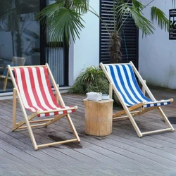 Yksinkertainen Canvas-rantatuoli Lazy kokoontaittuva olohuone puinen rantatuoli kannettava piknik-leirintäalue Cadeira De Praia ulkokalusteet QF50OC