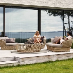 Nordic Rattan Beach Stolar Utomhus Trädgård Utomhusstol Creative Designer Vattentät och Soltät Utemöbler Strandstol