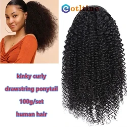 Kinky Curly Hair Extension Drawstring Puff Ponytail Brazilian Real Human Hair Clip in Pony Tail African American Hair Extension