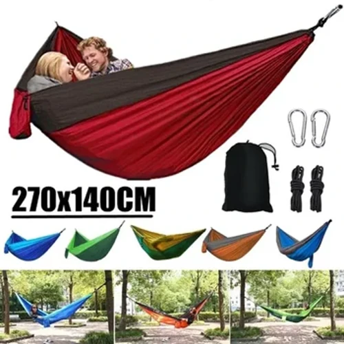 Umuntu Oyedwa Omusha Ophathwayo Ophathekayo Wangaphandle We-Camping Hammock Enombala Wenayiloni Omatanisa I-Hammock Umbhede Olengayo Wendwangu Yeparashuthi Yamandla Aphezulu