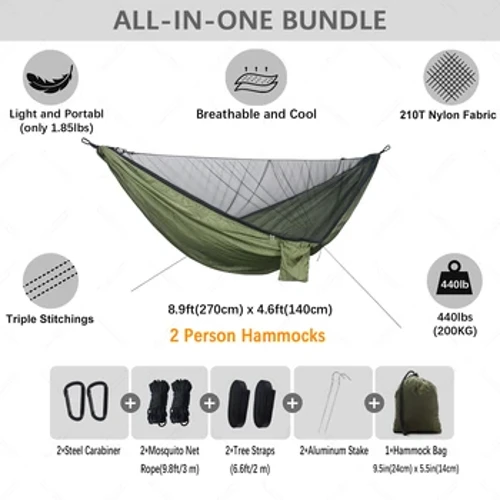 2 Person yn Gwersylla Gyda Mosgito Net Naturehike Offer Ultralight Swing ar gyfer Oedolion Dodrefn Gardd Awyr Agored Hammock Crog