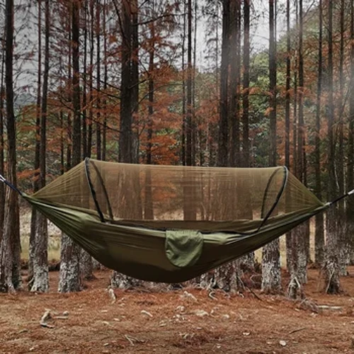Agoriad cyflym awtomatig Mosgito Net Hammock Gwersylla Awyr Agored Pole Hammock swing Gwrth-rholio neilon siglo Cadeirydd 260x140cm