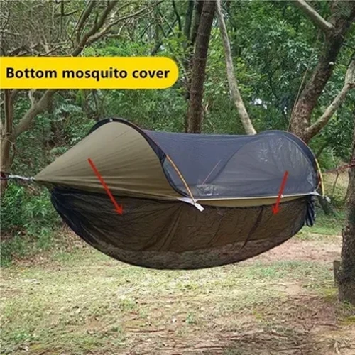 Rede de viagem com fundo contra mosquitos, cobertura para ambientes externos, rede removível contra mosquitos, rede para acampamento, abertura rápida