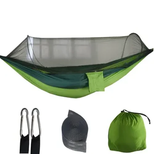 2024 Hamac pentru camping în aer liber, plasă de țânțari cu deschidere rapidă automată Hamac cu două stâlpi pentru camping în aer liber Pat de tabără anti-țânțari