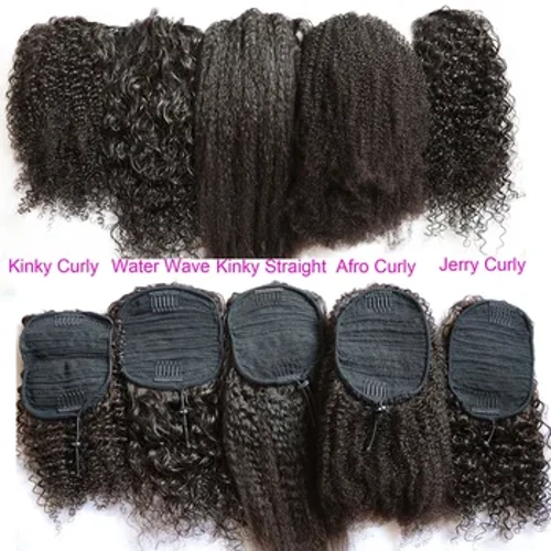 Extensions για ανθρώπινα μαλλιά Draw String Ponytails Jerry Afro Kinky Curly Virgin Human Hair Clip In Ponytail Extension για μαύρες γυναίκες