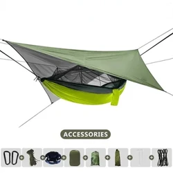 260x140cm Hammock Tolauapiga Lua i fafo ma le Namu ma Tapo'i Lale timu Hammocks Parachute Mamamo mo Femalagaiga Siva.