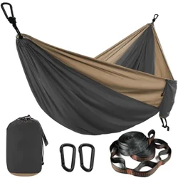 I-Solid Color Parachute Hammock enezintambo ze-Hammock kanye ne-Black carabiner Camping Survival travel ifenisha yangaphandle yabantu ababili