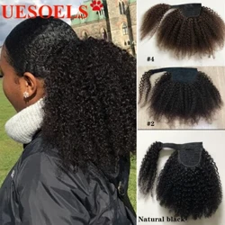 I-wrap sa paligid ng Afro Curly Clip sa Ponytail Human Hair Extension Brazilian 8 "-20" 100% Remy Human Hair for Women in Uesoels Store
