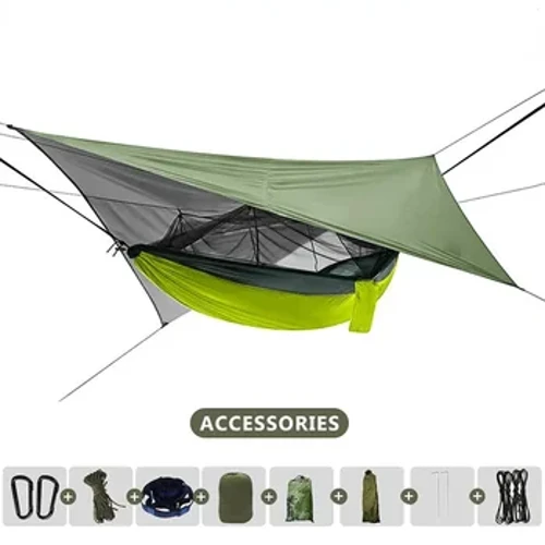 260x140cm Outdoor Double Camping Hammock ene-Mosquito Net kanye neRain Fly Tarp Ama-Hammocks Epharashuthi Angasindi Wokugibela Uhambo