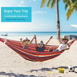 Kitanda cha Mtu 1-2 cha Canvas Hammock 264lbs Uwezo wa Pamba ya Milia Upinde wa mvua Unaning'inia Kitanda cha Kuning'inia 102x32 ndani kwa Ndani ya Ndani na Carry Bag