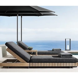 Moderne Gartenmöbel, modulares Design, Einzelsitzer, Pool-Sonnenliege aus massivem Teakholz