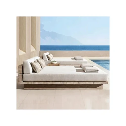 Iphrojekthi yehhotela yezandla ezisezingeni eliphezulu echibini langaphandle ifenisha ye-daybed teak wood beach sun lounger