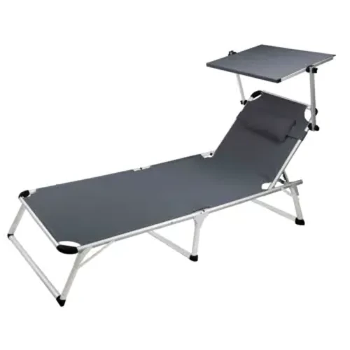 Kiti cha Ufukweni cha Chaise Longue Kinachoweza Kurekebishwa Pamoja na Kitanda cha Kuogea cha Jua cha Canopy Sun.