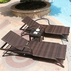 Rattan Recliner Strandstull Sonnebetter Schwammen ausserhalb Pool Strandstull Armrest Erwuessener Gratis Versand Silla Playa Miwwelen