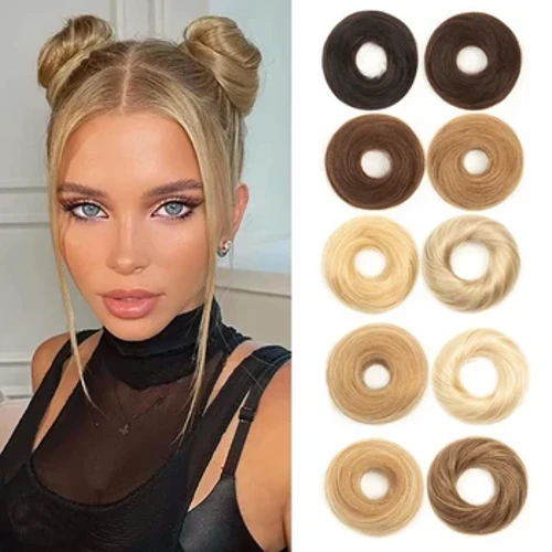Isheeny Sarışın İnsan Saç Çörekler Chignon Kabarık Donut Wrap At Kuyruğu Saç Uzantıları Remy Postiş Gerçek Doğal İnsan Saç 11 Renk