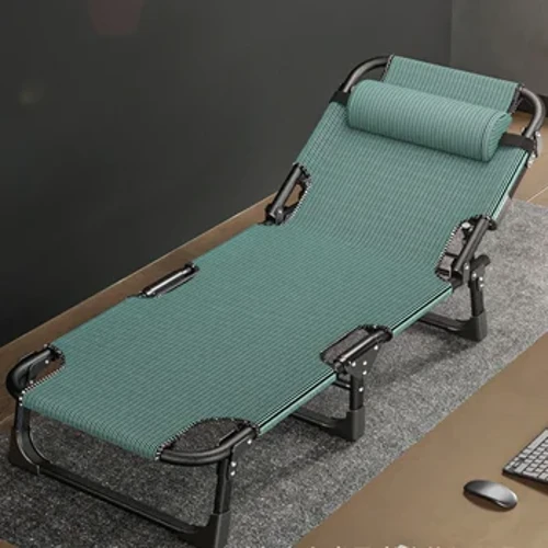Cadair Blygu ar gyfer Swyddfa Symudol Rollaway Sun Loungers Symudol Gwely Sengl Aml-swyddogaethol Gogwyddor Gwely Cysgu Syml i Oedolion