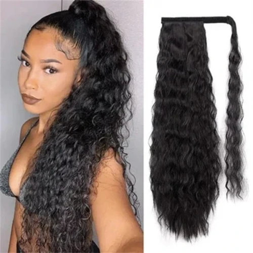 Merch Pretty Water Wave Ponytail Clip Gwallt Dynol Gwallt Ar Gyfer Merched Ifanc 100% Remy O Amgylch Bwndeli Ponytail