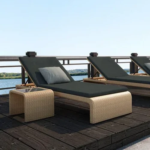 Solsenger For Pool Side Sammenleggbar Solseng Rotting Seng Luksus Utendørs Strand Wicker Lounge Stol Solseng