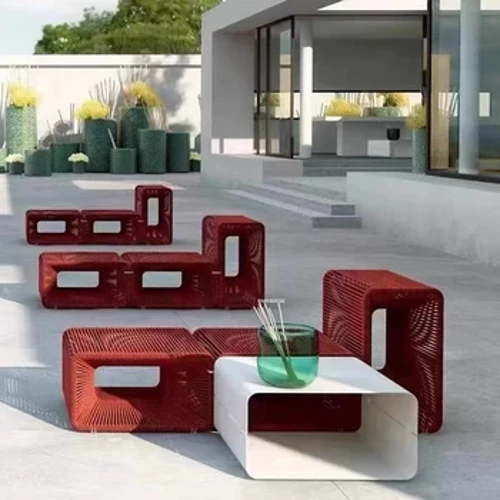 Baile Villa Patio Cathaoirleach Allamuigh Rope Nordach Sofas Allamuigh Dearthóir Footrest Cathaoirleach Leisciúil Troscán Gairdín Uiscedhíonach um Chosaint Ghrian