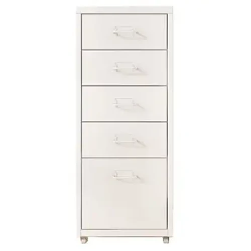 Organizzatore di forniture per ufficio Armadietto da ufficio in legno con 5 cassetti Armadietto portadocumenti con serratura Supporto da pavimento Design con ruote mobile