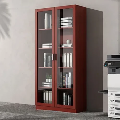 Kabinet Kayu Modern kanggo Sinau Kaca Dikunci Lemari Arsip Multifungsi Lemari Arsip Sederhana Kreatif kanggo Ruang Referensi