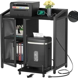 Tủ Hồ Sơ Dọc Đứng Trên Bánh Xe Tủ Hồ Sơ Đa Năng Với Máy Hủy Giấy Máy In Lớn Có Ổ Cắm Sạc USB