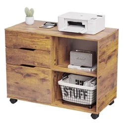Sweetcrispy File Cabinet 3 Drawer, Mobile Storage Filing Office Drawers with Wheels Adjustable Shelf , Bahay, Maliit na Space
