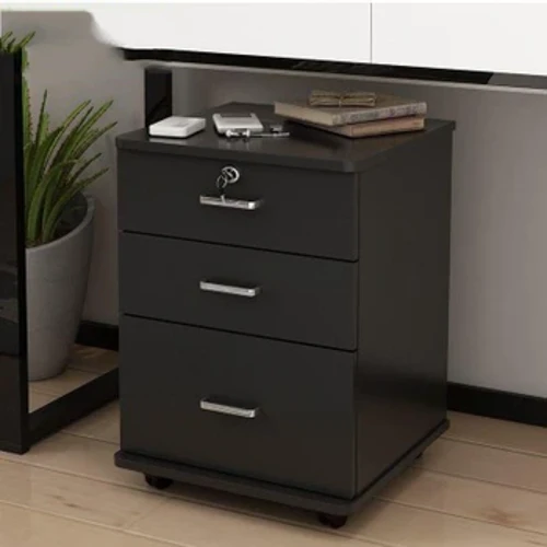 3 ngăn kéo Tủ văn phòng bằng gỗ Tủ lưu trữ hồ sơ có khóa Tầng đứng Thiết kế bánh xe Di chuyển được Tập tin sắp xếp Vật dụng văn phòng