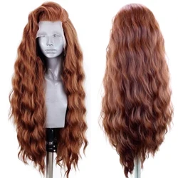 Parrucche anteriori in pizzo sintetico per donne nere Attaccatura naturale Parrucca in pizzo sintetico per capelli Parrucca lunga marrone Pre pizzicata Capelli per bambini Cosplay