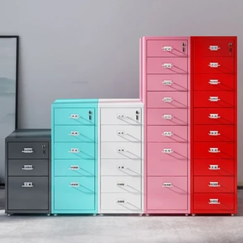Lemari Arsip Logam Sederhana Meja Kantor Organizer Perabot Omah Modern Multi-Lapisan Rak Pengunci Mobile Storage Laci Kabinet