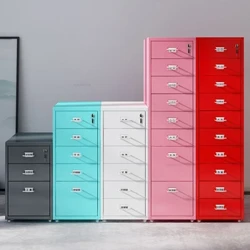 Simple Metal Filing Cabinets Office Desk Organizer Modern Home Furniture Multi-layer Locking Shelf Mobile Storage Drawer Cabinet