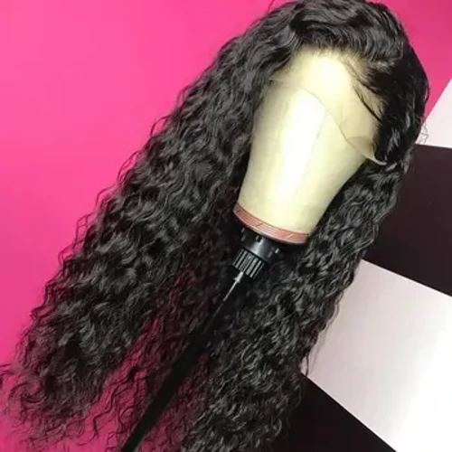 Parrucche anteriori in pizzo nero lungo riccio 13 * 3 per donne nere Parrucche sintetiche a onda lunga e profonda con fibra resistente al calore dei capelli del bambino Glueless