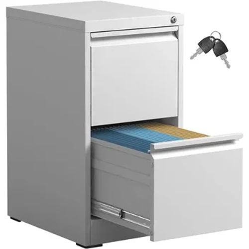 2 Drawer File Cabinet,White Metal Filing Cabinets for Home Office,Vertical File Cabinet with Lock