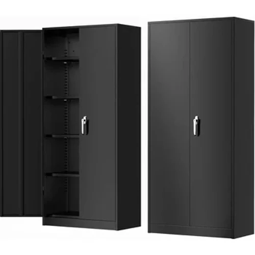 Tủ lưu trữ bằng kim loại, Tủ lưu trữ có khóa màu đen 72" có cửa và 4 kệ, Tủ hồ sơ có khóa bằng thép Tủ khóa kim loại