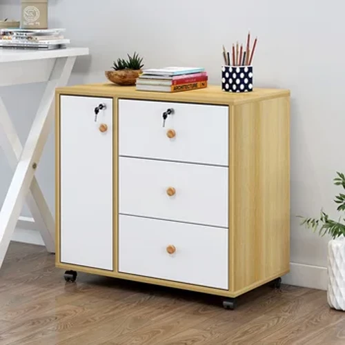 Wooden office file cabinet mobile floor mababang storage data activity lock drawer organizer
