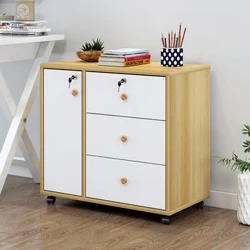 Tủ hồ sơ văn phòng bằng gỗ sàn di động lưu trữ dữ liệu thấp hoạt động khóa ngăn kéo tổ chức