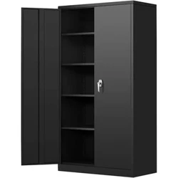 Cabinet Storio SnapIt Dur 72" Cloi Cabinet Metel gyda 4 Silff Addasadwy, 2 Ddrws a Clo ar gyfer Ffeil, Swyddfa, Garej,