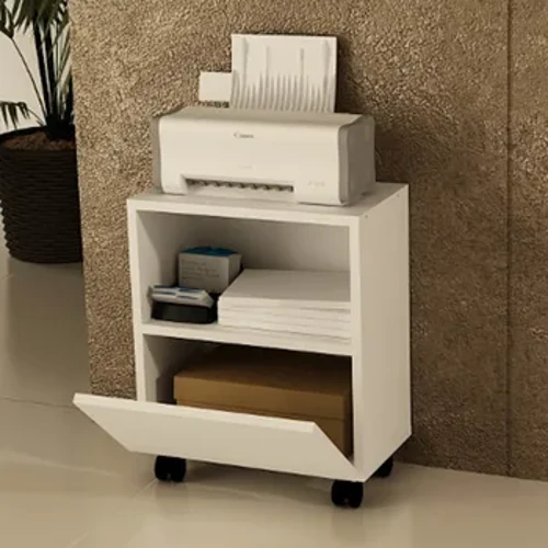 Kabinet Kantor Putih Double Layer Wheel 2021 Kantor Dekorasi Papan Printer